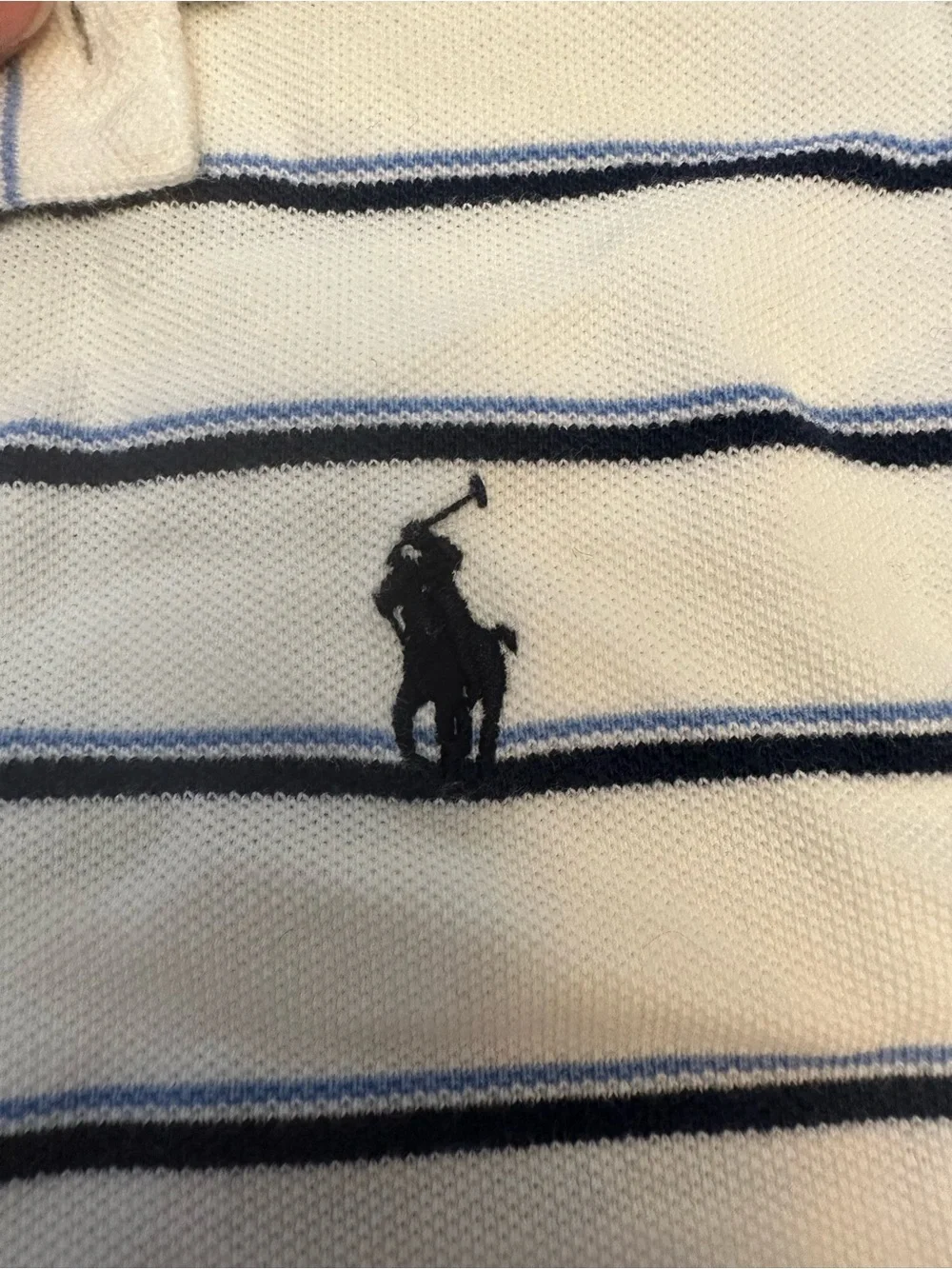 Polo by Ralph Lauren White Polo Shirt with Navy Stripes